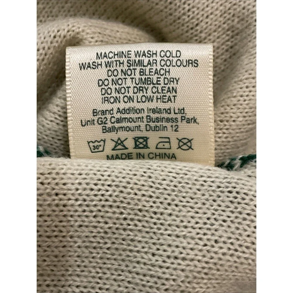 Jameson Festive Holiday Crew Neck Green Fair Isle Christmas Jumper Sweater Small